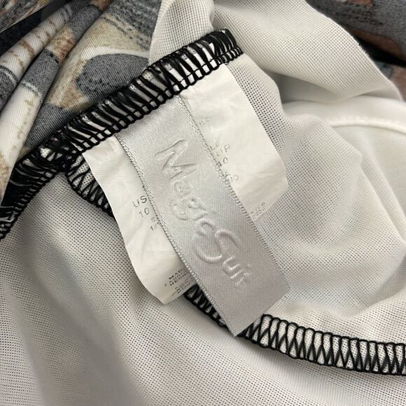 Magicsuit Brown Printed Faux Wrap Tankini Top 10 - Picture 4 of 5